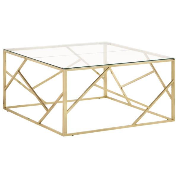 ARDEBO.de - Couchtisch Golden Edelstahl und Hartglas
