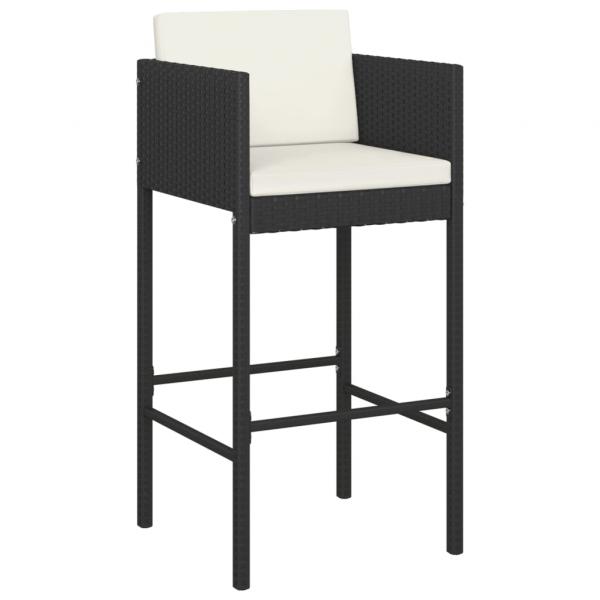 ARDEBO.de - 5-tlg. Gartenbar-Set mit Kissen Schwarz Poly Rattan