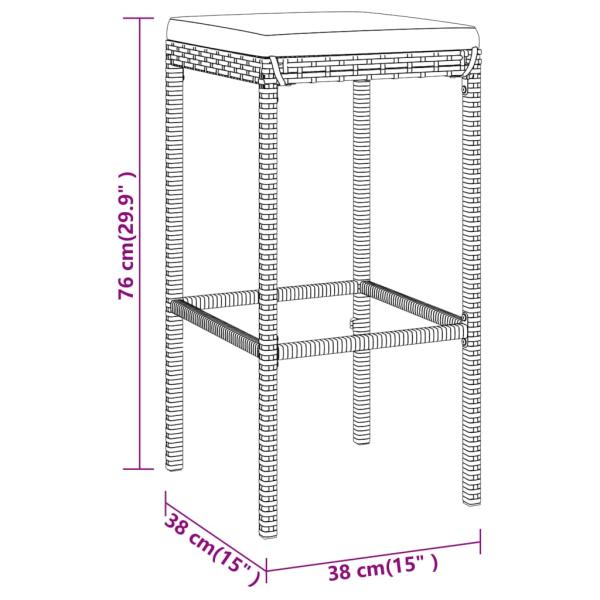 ARDEBO.de - 5-tlg. Gartenbar-Set mit Kissen Schwarz Poly Rattan