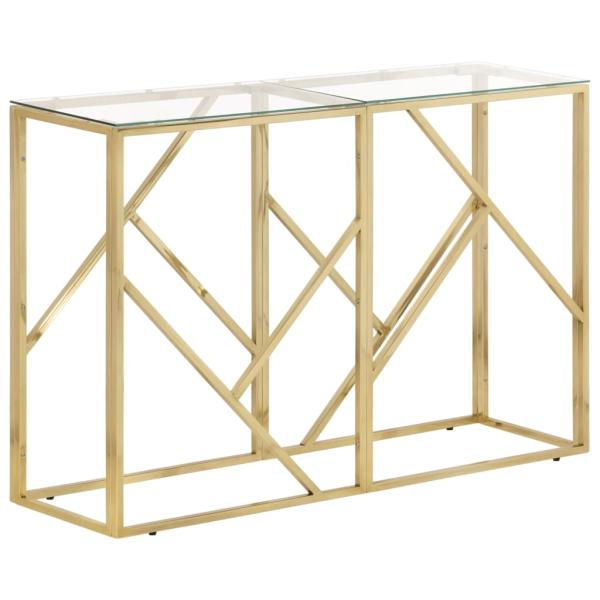 ARDEBO.de - Konsolentisch Golden Edelstahl und Hartglas