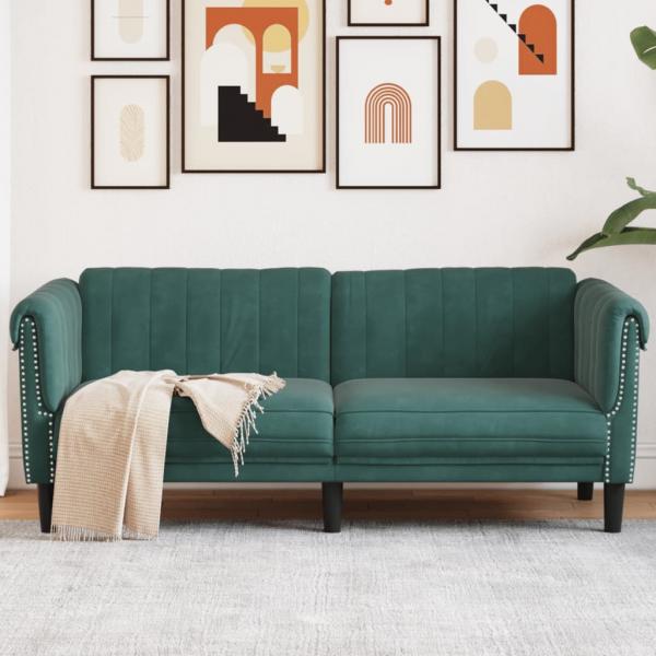 ARDEBO.de - Sofa 2-Sitzer Dunkelgrün Samt