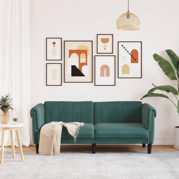 Sofa 2-Sitzer Dunkelgrün Samt