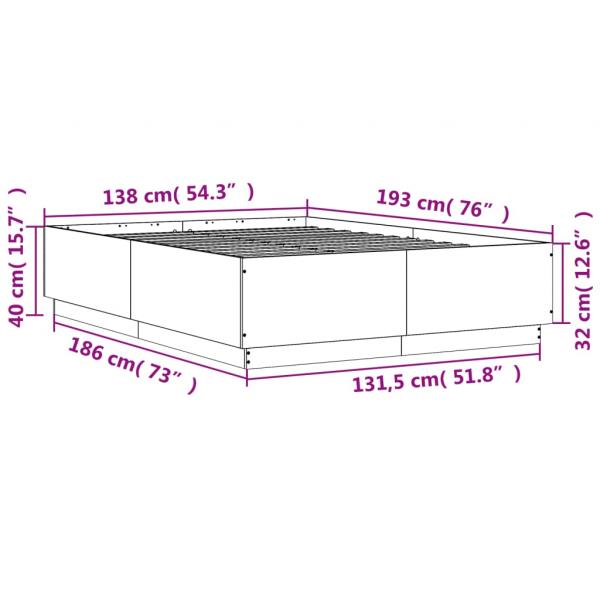 Bettgestell Grau Sonoma 135x190 cm Holzwerkstoff