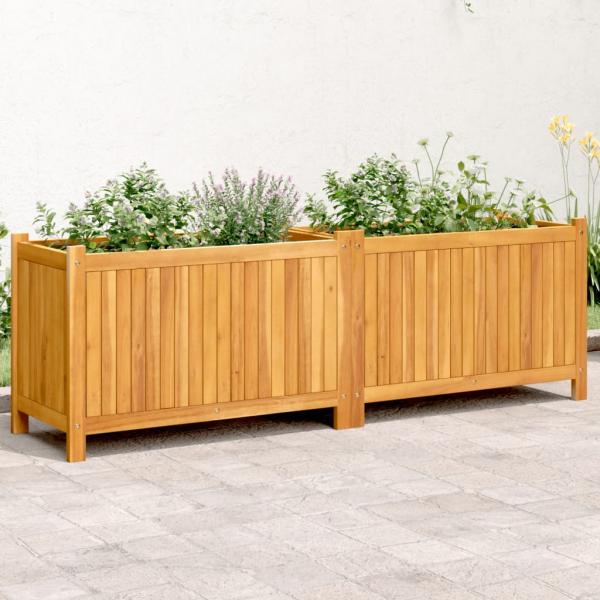 ARDEBO.de - Pflanzkübel mit Einlage 153x38,5x50 cm Massivholz Akazie