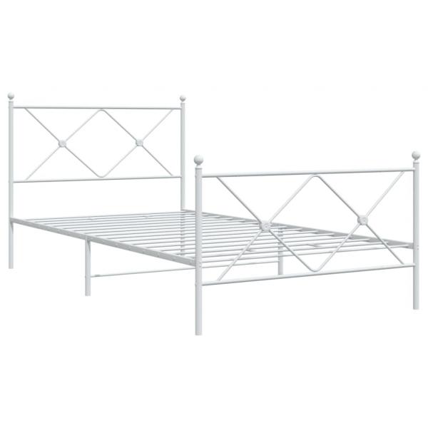 Bettgestell mit Kopf- und Fußteil Metall Weiß 100x200 cm