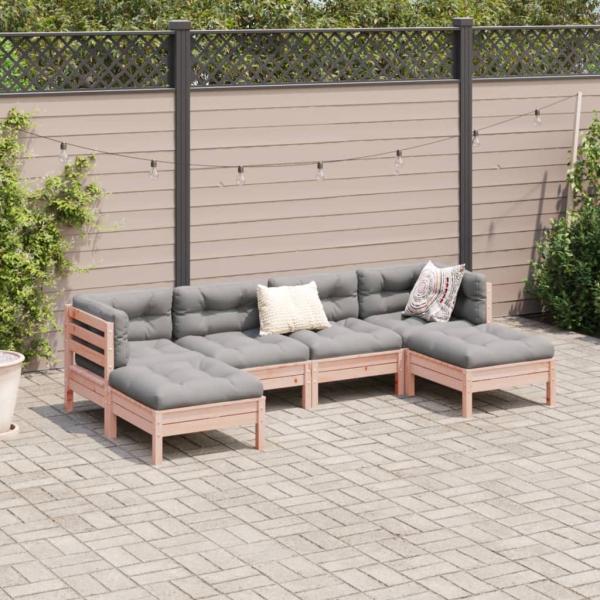6-tlg. Garten-Sofagarnitur mit Kissen Massivholz Douglasie