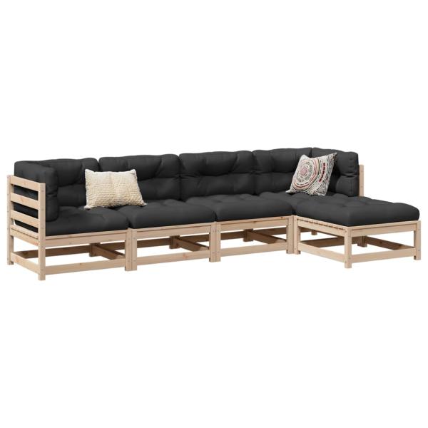 ARDEBO.de - 5-tlg. Garten-Sofagarnitur Massivholz Kiefer