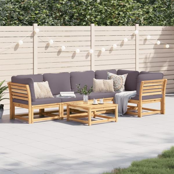 ARDEBO.de - 6-tlg. Garten-Lounge-Set mit Kissen Massivholz Akazie