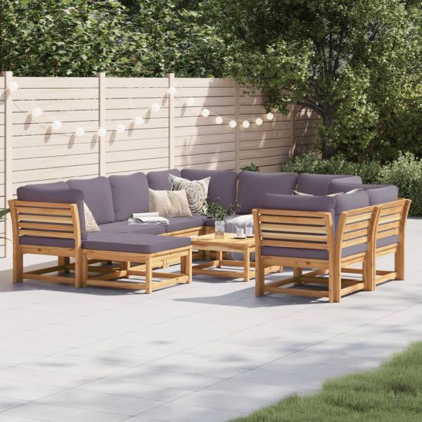 ARDEBO.de - 10-tlg. Garten-Lounge-Set mit Kissen Massivholz Akazie
