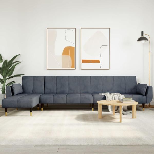 ARDEBO.de - Schlafsofa in L-Form Dunkelgrau 275x140x70 cm Samt