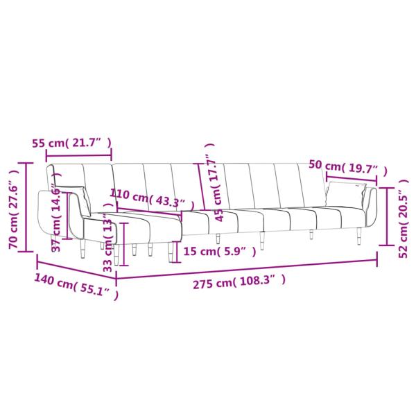 Schlafsofa in L-Form Dunkelgrau 275x140x70 cm Samt
