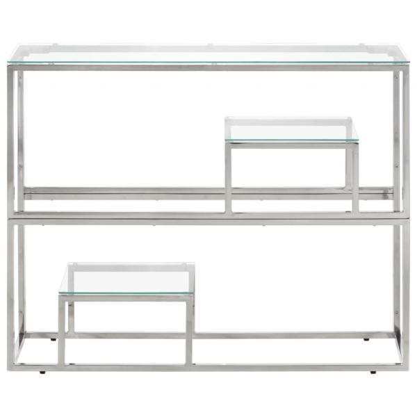 ARDEBO.de - Konsolentisch Silbern Edelstahl und Hartglas