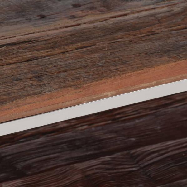 Couchtisch Silbern Edelstahl und Massive Holzschwellen