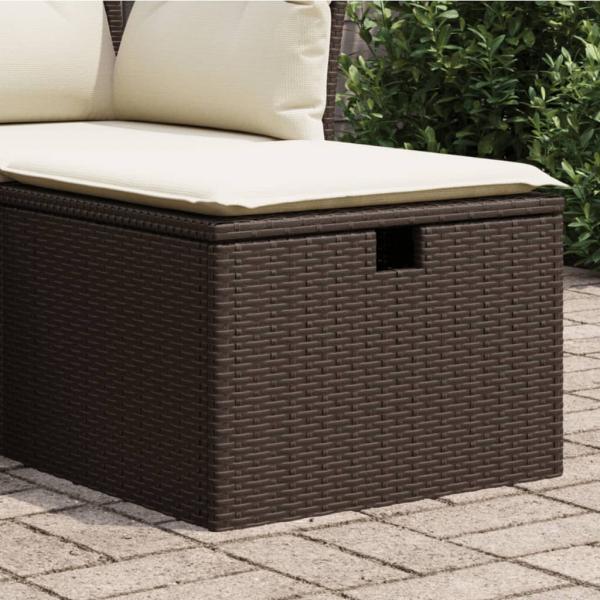ARDEBO.de - Gartenhocker mit Kissen Braun 55x55x37 cm Poly Rattan