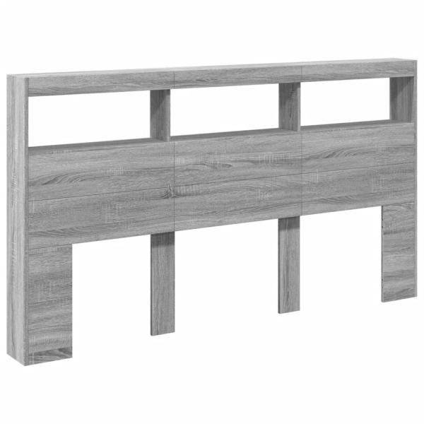 LED-Kopfteil mit Ablage Grau Sonoma 180x17x102 cm