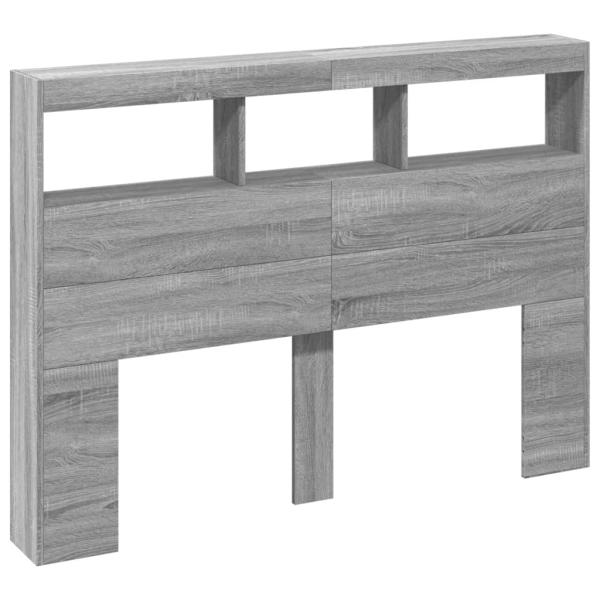 LED-Kopfteil mit Ablage Grau Sonoma 140x17x102 cm