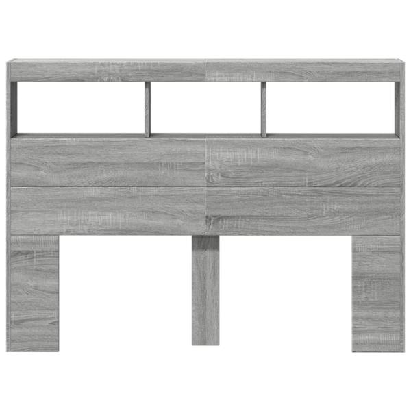 LED-Kopfteil mit Ablage Grau Sonoma 140x17x102 cm