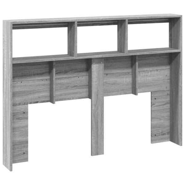 LED-Kopfteil mit Ablage Grau Sonoma 140x17x102 cm