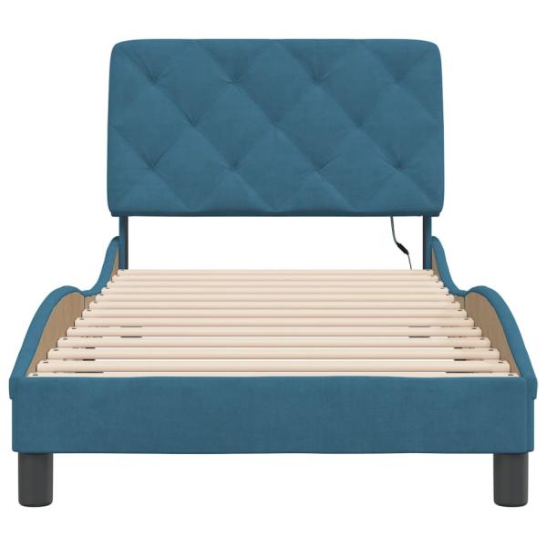 Bettgestell mit LED-Leuchten Blau 80x200 cm Samt