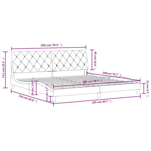 Bettgestell mit Kopfteil Dunkelgrau 200x200 cm Samt