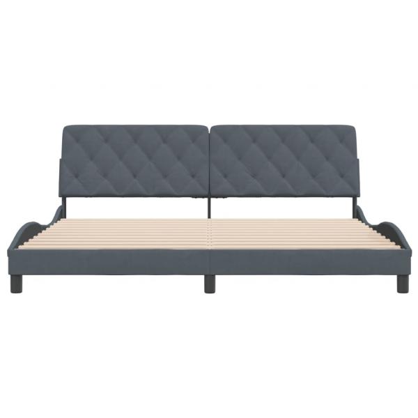 Bettgestell mit Kopfteil Dunkelgrau 200x200 cm Samt