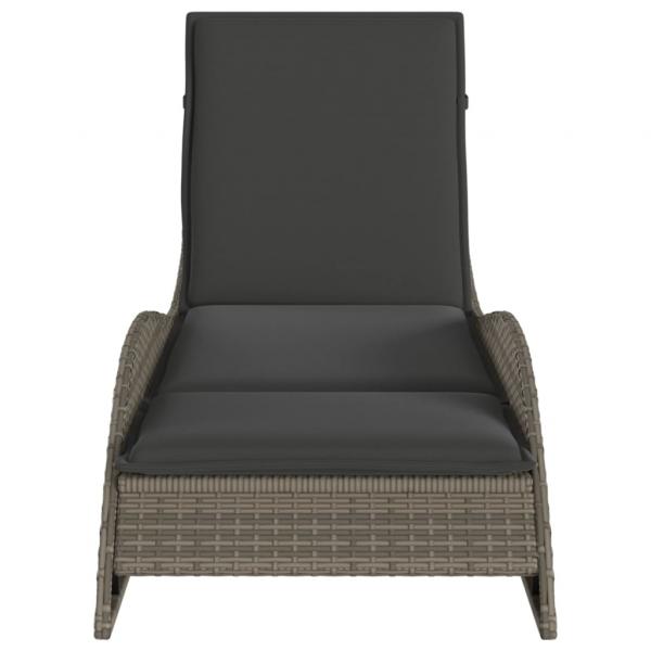 Sonnenliege mit Auflage Grau 60x205x73 cm Poly Rattan