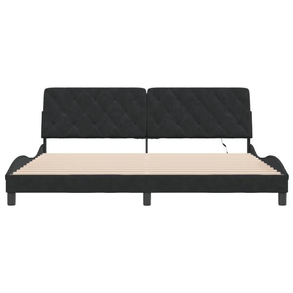 Bettgestell mit LED ohne Matratze Schwarz 200x200 cm Samt
