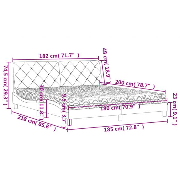 Bett mit Matratze Hellgrau 180x200 cm Samt