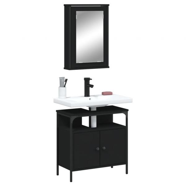 ARDEBO.de - 2-tlg. Badmöbel-Set Schwarz Holzwerkstoff