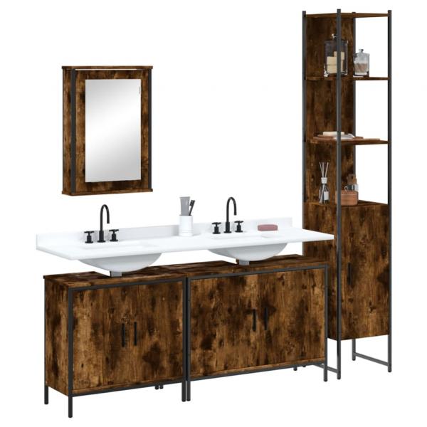 ARDEBO.de - 4-tlg. Badmöbel-Set Räuchereiche Holzwerkstoff