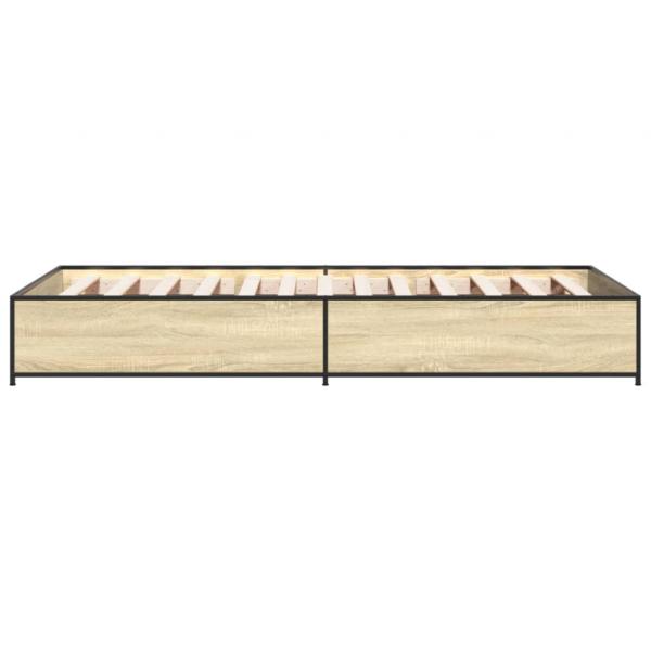 Bettgestell Sonoma-Eiche 100x200 cm Holzwerkstoff und Metall