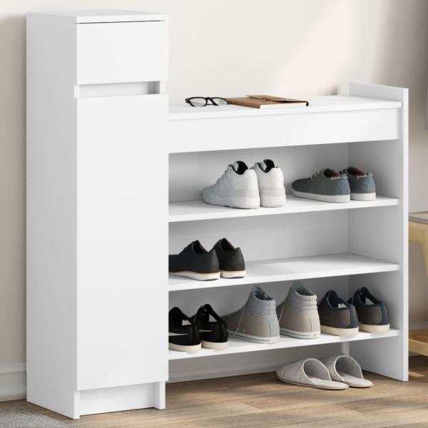 ARDEBO.de - Schuhschrank Weiß 100,5x28x100 cm Holzwerkstoff