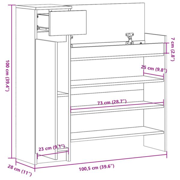 Schuhschrank Weiß 100,5x28x100 cm Holzwerkstoff