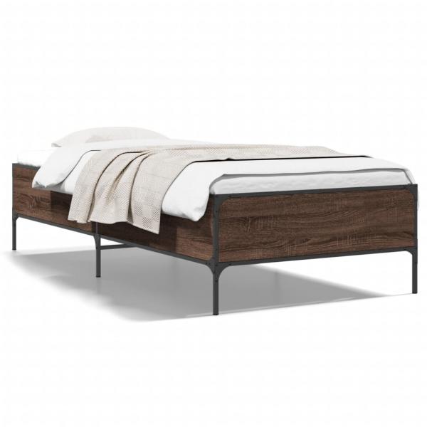 ARDEBO.de - Bettgestell Braun Eichen-Optik 75x190 cm Holzwerkstoff Metall