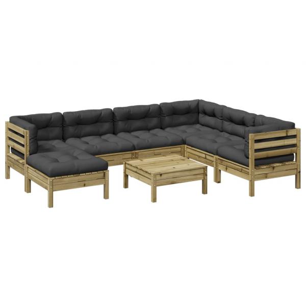 ARDEBO.de - 8-tlg. Garten-Sofagarnitur mit Kissen Kiefernholz Imprägniert