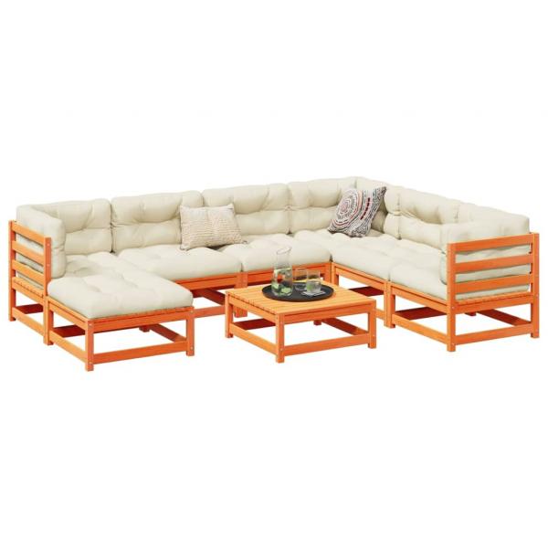 ARDEBO.de - 8-tlg. Garten-Sofagarnitur mit Kissen Wachsbraun Kiefernholz