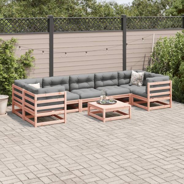 8-tlg. Garten-Sofagarnitur mit Kissen Massivholz Douglasie