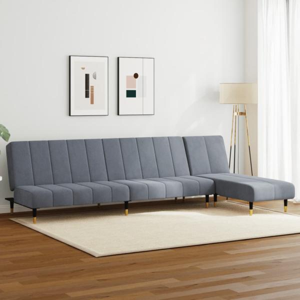 ARDEBO.de - 2-tlg. Sofagarnitur Dunkelgrau Samt