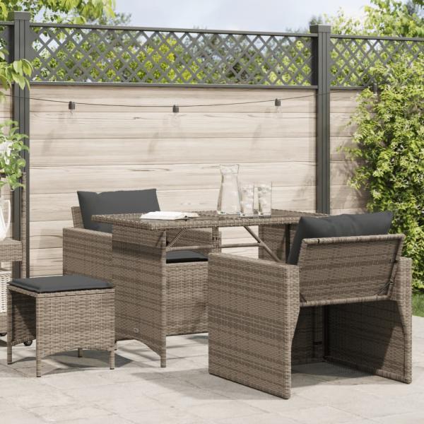 ARDEBO.de - 4-tlg. Garten-Sofagarnitur mit Kissen Grau Poly Rattan