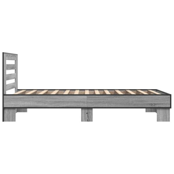 ARDEBO.de - Bettgestell Grau Sonoma 75x190 cm Holzwerkstoff und Metall
