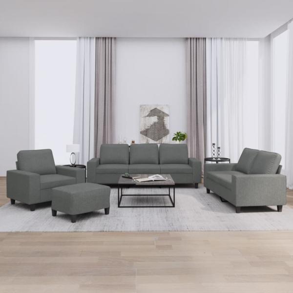 ARDEBO.de - 4-tlg. Sofagarnitur Dunkelgrau Stoff