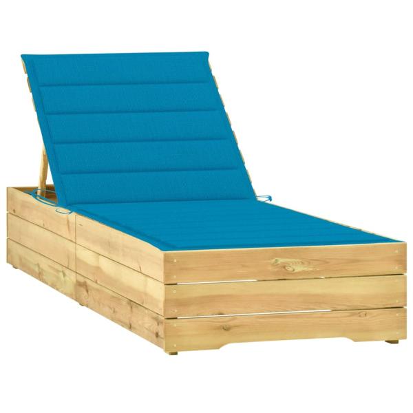 ARDEBO.de - Sonnenliege mit Blauer Auflage Imprägniertes Kiefernholz