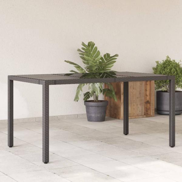 ARDEBO.de - Gartentisch mit Glasplatte Schwarz 150x90x75 cm Poly Rattan