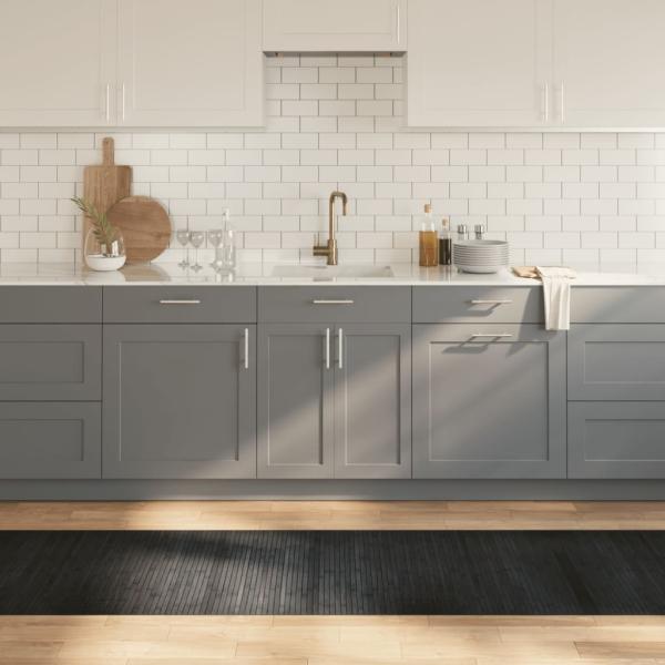ARDEBO.de - Teppich Rechteckig Grau 70x300 cm Bambus