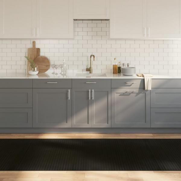 ARDEBO.de - Teppich Rechteckig Schwarz 100x300 cm Bambus
