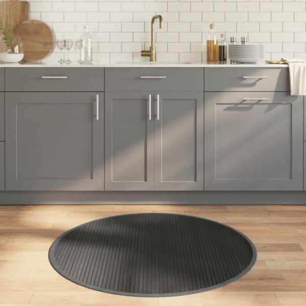 ARDEBO.de - Teppich Rund Grau 100 cm Bambus