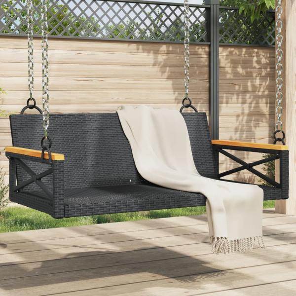 ARDEBO.de - Hängebank Schwarz 109x62x40 cm Poly Rattan