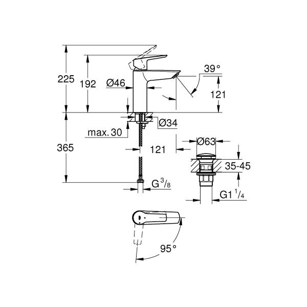 GROHE QuickFix Start Einhebel- Waschtischarmatur, mit Temperaturbegrenzer, EcoJoy, SilkMove® ES, chrom (23746002)