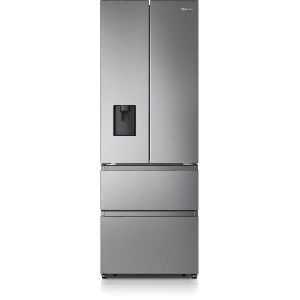 ARDEBO.de Hisense RF632N4WIE Side-by-Side Kombination, 70cm breit, 485L, NoFrost, CrispZone, Wasserspender, Wassertank, Eiswürfelbehälter, SuperCool, Edelstahloptik