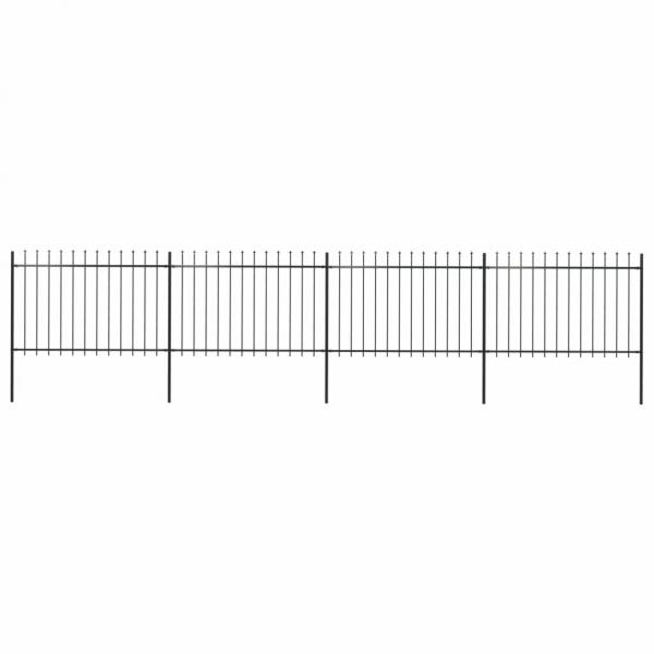 ARDEBO.de - Gartenzaun mit Speerspitzen Stahl 6,8 x 1,2 m Schwarz